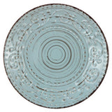 Rustic Fare Dinner Plate in Duck Egg, 28cm; features swirling pattern, delicate beading, and antiqued turquoise finish.