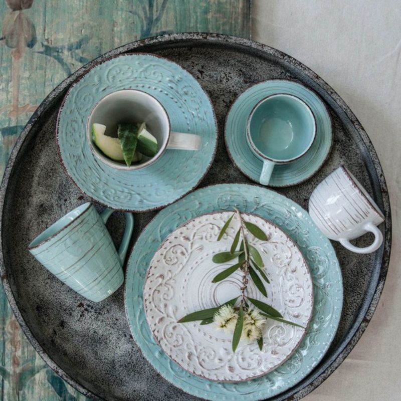 Rustic Fare Duck Egg side plate, 20cm, features a weathered design in robin's egg blue; perfect for dining or display.