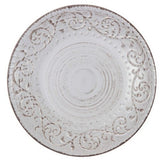 Rustic Fare 28cm cream dinner plate featuring a swirling pattern, beading detail, and antiqued finish for stylish dining.