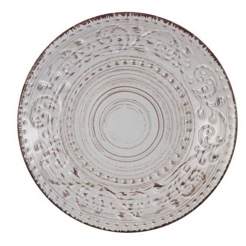 Rustic Fare cream side plate with delicate beading and swirling pattern, perfect for serving appetizers or desserts.