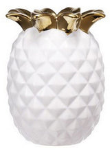 White ceramic pineapple vase, 13cm tall, adds tropical charm and style to any decor, perfect for flowers or as an accent piece.