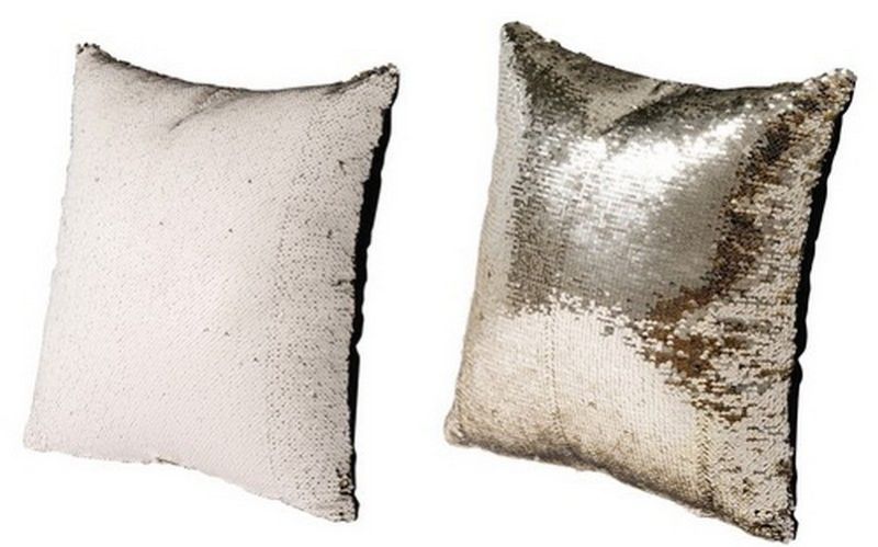 Set of 2 chic cushions in cream and metallic sequin, perfect for adding glamorous accents to any space.