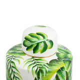 Vibrant Lovise Flamingo Jar in porcelain, featuring colorful flamingos and greenery, perfect for storage or decor.