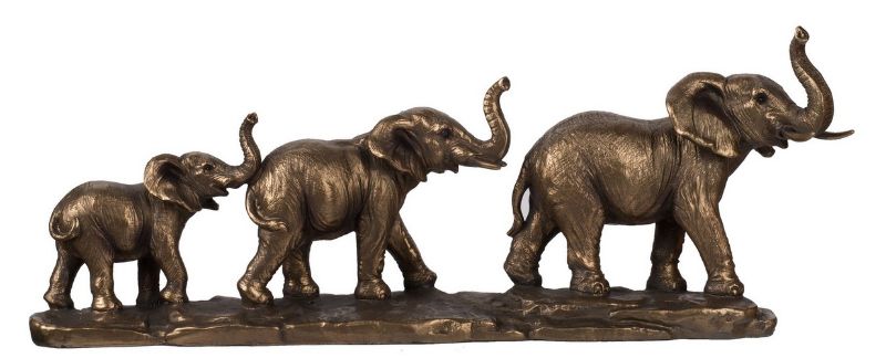 Elephant Family Statue featuring three intricately designed elephants, perfect for adding charm to any home or garden decor.