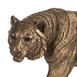 Elegant tiger statue in copper finish adds exotic charm and strength to any decor, perfect for living rooms or offices.