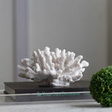 Elegant 23cm faux coral sculpture in white polyresin, perfect for adding coastal charm to any home decor.