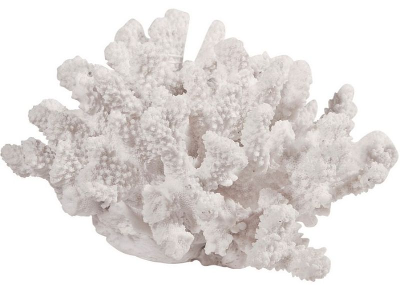 Faux Coral Ornament in bright white, crafted from polyresin, adding coastal charm and elegance to any living space.