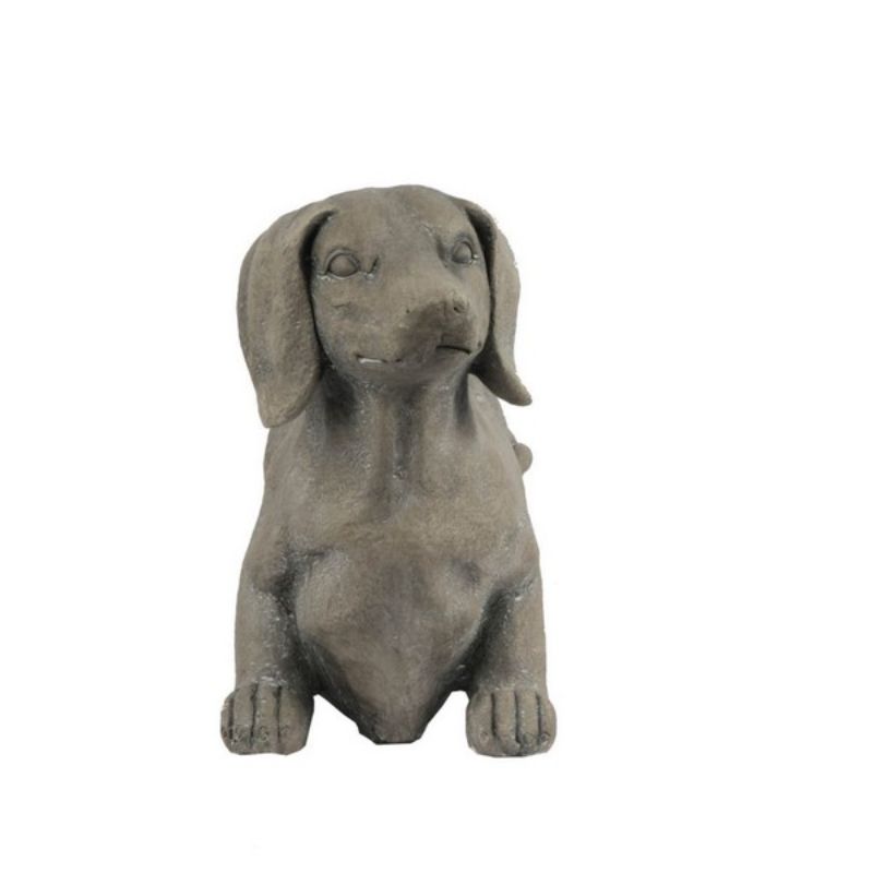 Charming dog-shaped planter in gray, perfect for vibrant blooms and succulents, adding whimsical decor to any space.