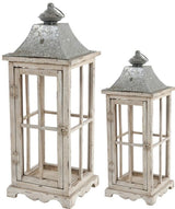 Elegant enclosed lanterns with handle, crafted from fir wood and glass, ideal for cozy indoor and outdoor lighting.