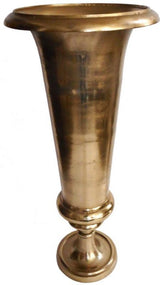 Large gold aluminum vase planter, 81cm tall, ideal for floral displays or as a standalone statement piece.