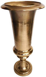 Large 64cm gold aluminum vase with a tapered design, perfect for flowers or as a standalone decor piece.