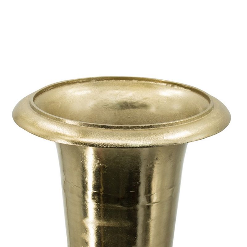 Large gold aluminum vase planter, 64cm tall, featuring a tapered design for stylish flower displays and home decor enhancement.