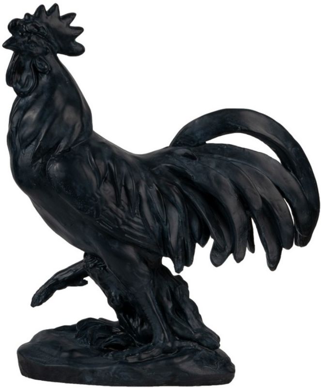 Matte black 47cm rooster ornament, ideal for adding country charm to home or office decor with a unique design.