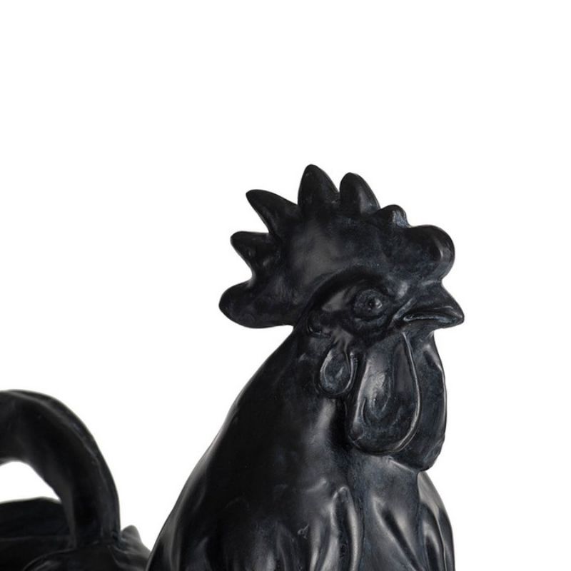 Matte black 47cm rooster ornament, ideal for adding charm to home or office decor with a unique decorative design.