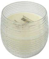 Elegant Earl Grey scented soy wax candle in a gold ribbed glass holder, perfect for creating a welcoming ambiance at home.