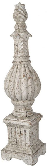 Danna Finial Accent, 46cm, weathered white concrete piece for elegant indoor and outdoor decor, reflecting classic design.