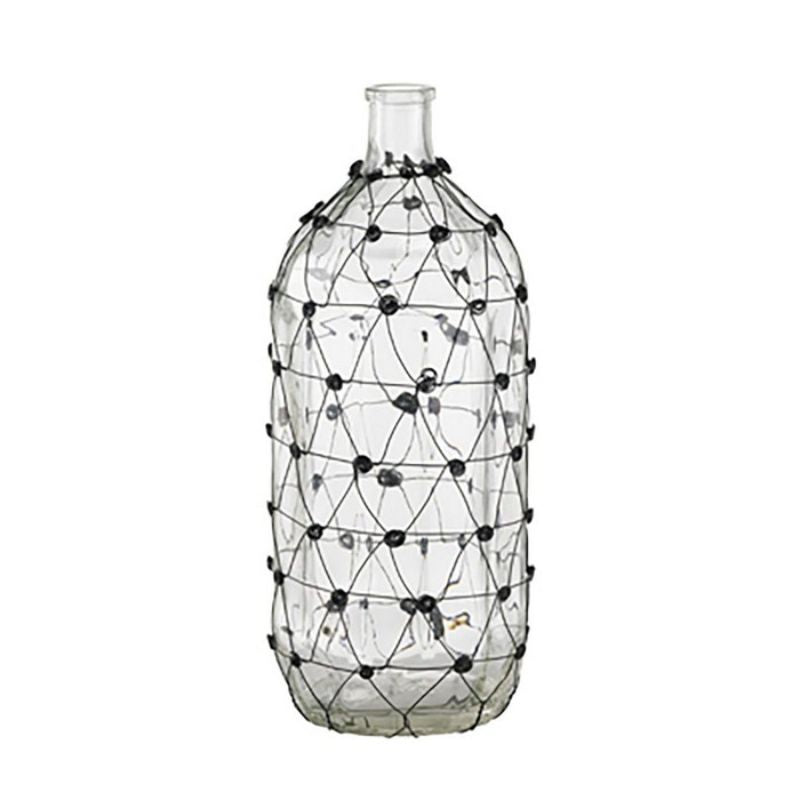 Elegant 46cm glass vase wrapped in black wire, perfect for showcasing floral arrangements and enhancing modern decor.