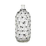 Elegant 46cm glass vase wrapped in black wire, perfect for showcasing floral arrangements and enhancing modern decor.