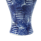 Elegant blue and white porcelain vase featuring an abstract pattern, perfect for enhancing home decor.