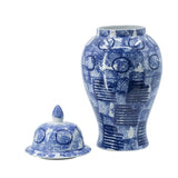 Elegant blue and white 50cm ginger jar with abstract pattern, perfect for adding sophistication to any decor style.