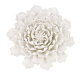 Handmade ceramic flower wall decor in cream, measuring 23.5x23.5x7.5 cm, featuring textured petals for elegant display.