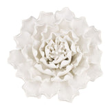 Handmade cream ceramic flower wall decor, 15cm, with textured petals for elegant home or office displays.