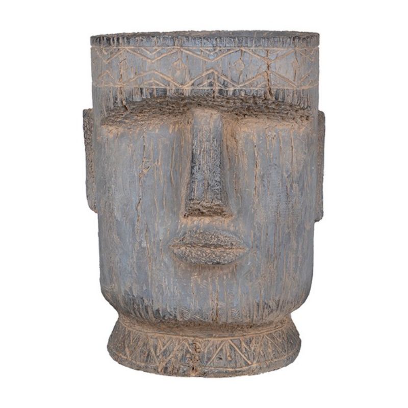 Easter Island Statue Planter with rustic stone finish, ideal for indoor or outdoor spaces, measuring 32x32x43 cm.