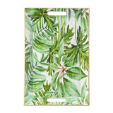 Rectangular plastic charger plate with palm leaf design, perfect for stylish dining and home decor, measuring 460x300 mm.