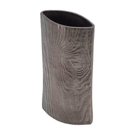 Medium Alu Timber Eye Vase in wenge finish, featuring a tall cylindrical profile and round base, perfect for fresh flowers or decor.