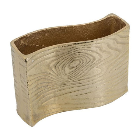 Small gold Alu Timber Wavy Rect Vase with modern curves, perfect for fresh flowers or as a stylish tabletop accent.