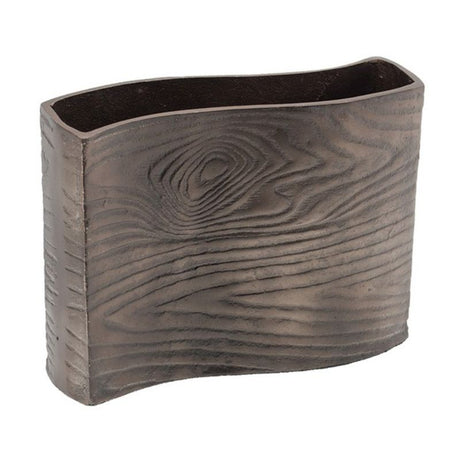 Large Alu Timber Wavy Rect Vase with a unique wavy design and bright wenge finish, perfect for modern home decor.