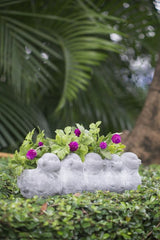 Stunning 30cm gray birds planter made of durable fiberglass resin, perfect for colorful blooms or a herb garden.