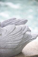 Swan-shaped planter (37cm) in gray, perfect for flowers, herbs, or succulents; lightweight and stylish for any decor.