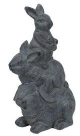 Whimsical Rabbit Family Planter in neutral gray, perfect for showcasing blooms, herbs, or succulents indoors or outdoors.