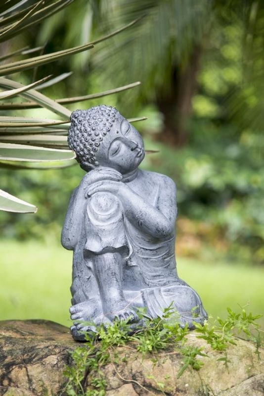 Buddha statue in fibreglass resin, 430mm tall, perfect for inspiring tranquility and mindfulness in any living space.