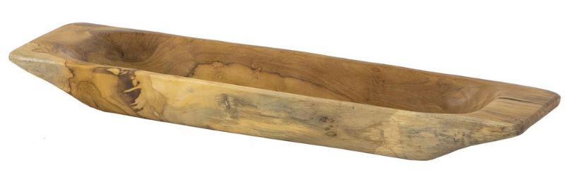 Teak Rectangle Tray, 48.5cm x 13.5cm, crafted from genuine teak wood, ideal for serving drinks or as a decorative accent.