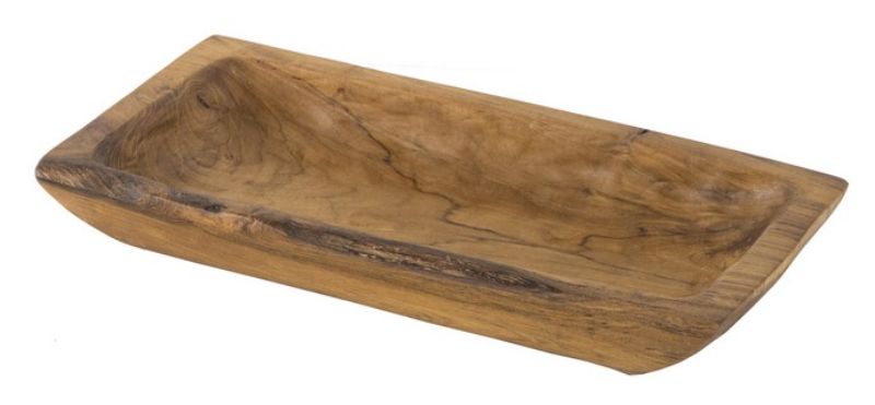 Teak Rect Tray measuring 40cm x 50cm, showcasing unique wood grain, perfect for serving and home decor.