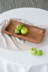 Teak Rect Tray: 40x50cm genuine teak wood serving tray with unique grain, perfect for serving or home decor.