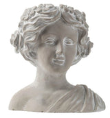 Stunning 24cm angel bust planter with whitewash stone finish, floral wreath, perfect for indoor or outdoor plants.