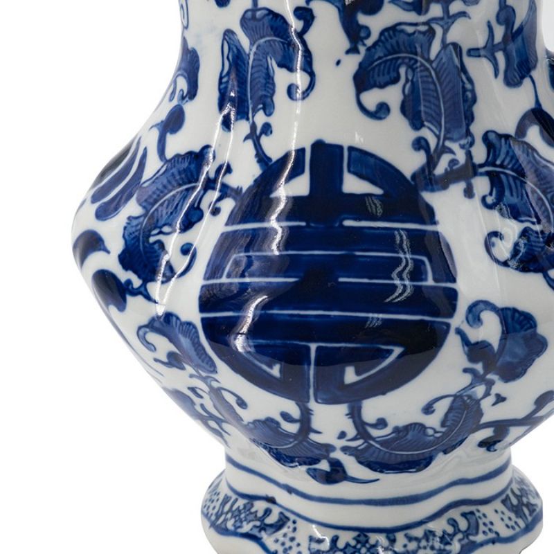 Hampton Milk Jar in blue and white chinoiserie, 23cm porcelain with sculpted handle, perfect for elegant kitchen decor.