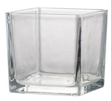 Clear glass square vase, perfect for showcasing blooms with a sleek, modern design for any decor style.