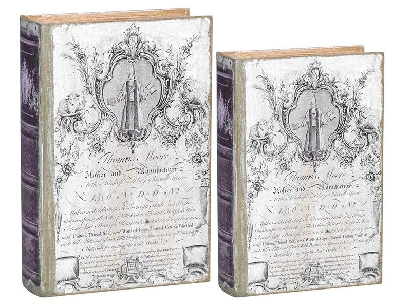 Set of 2 Thomas Moore book boxes with vintage design, perfect for stylish storage of keepsakes and decorative display.