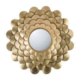 Gold Flower Mirror with delicate petal design and gleaming center, perfect for enhancing any chic home decor.