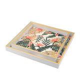 Colorful nesting decorative trays set of 2 with floral design, ideal for home organization and serving snacks.