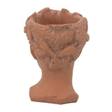 Terracotta visage head planter at 23cm, blending art and functionality for stylish indoor or outdoor plant display.