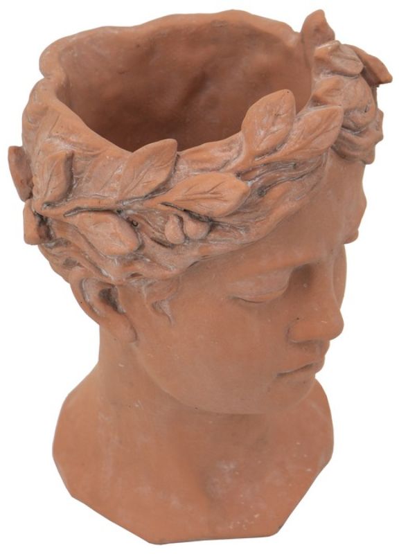 Terracotta Visage Head Planter (27cm) featuring a unique design for indoor and outdoor plant displays.