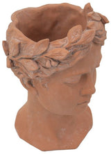 Terracotta Visage Head Planter (27cm) featuring a unique design for indoor and outdoor plant displays.