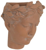 Terracotta Visage Head Planter, 22cm tall, featuring an artistic face design, perfect for indoor plants and stylish decor.