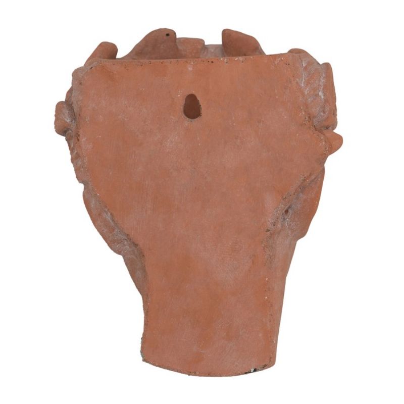 Terracotta visage head planter, 22cm tall, blending artistic design with functionality for indoor and outdoor greenery.