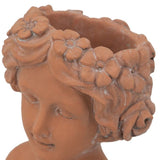 Terracotta planter shaped like a visage, 24cm tall, perfect for showcasing plants with artistic charm indoors or outdoors.